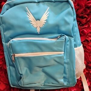 Logan Paul Maverick Blue Backpack with White Wing Design-Tough Nylon Like New